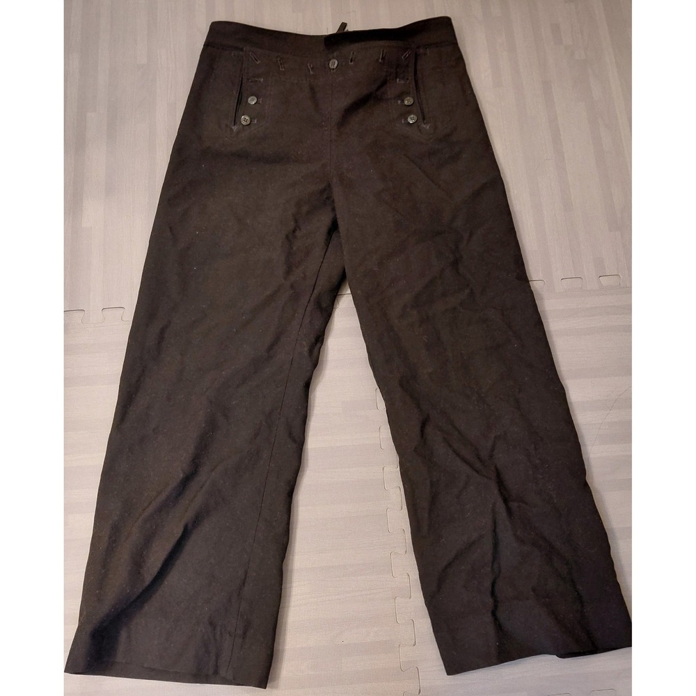 Vintage US Navy Wool Sailor Trousers Black Military Issue Wide Leg Pants 35R